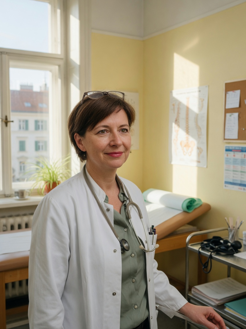 Dr. Clara Hartwig im Sprechzimmer