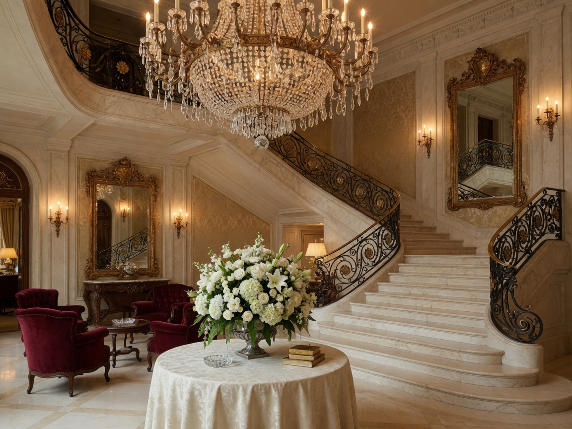 Marmortreppe und Kristallleuchter in der Lobby des Palais Aurelia