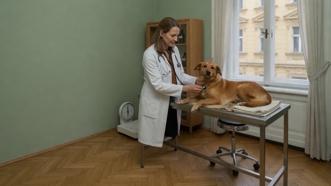 Dr. Nora Holm untersucht einen Hund im Behandlungsraum